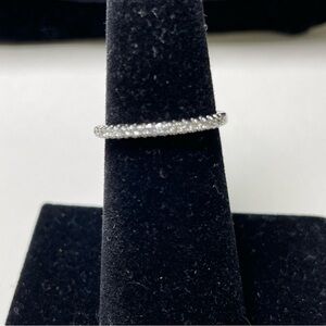 Elegant Silver Tone Band Ring with small Cubic Zirconia